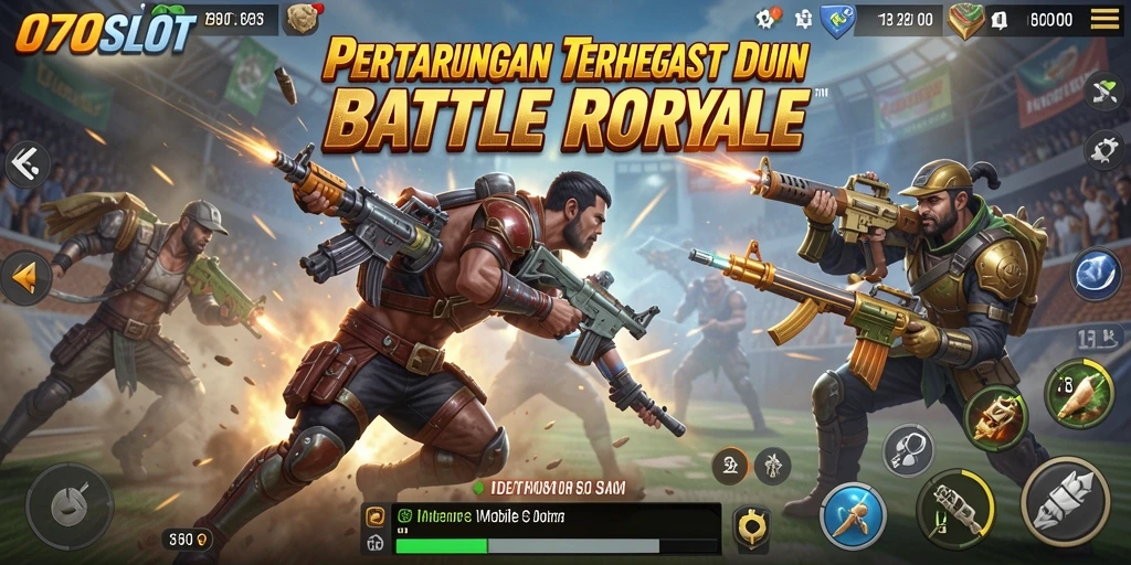 Tampilan gameplay intens dalam pertarungan Battle Royale.