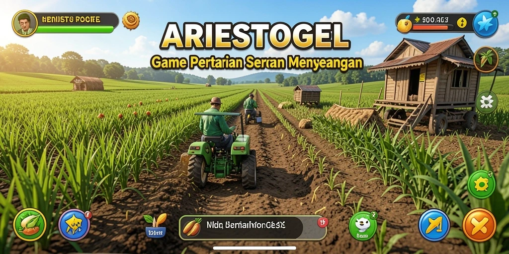 Tangkapan layar game ARIESTOGEL yang menunjukkan aktivitas bertani.
