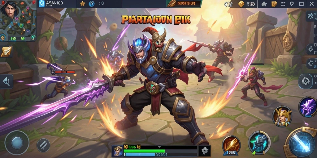 Tangkapan layar gameplay ASIA100 yang menampilkan pertarungan seru.