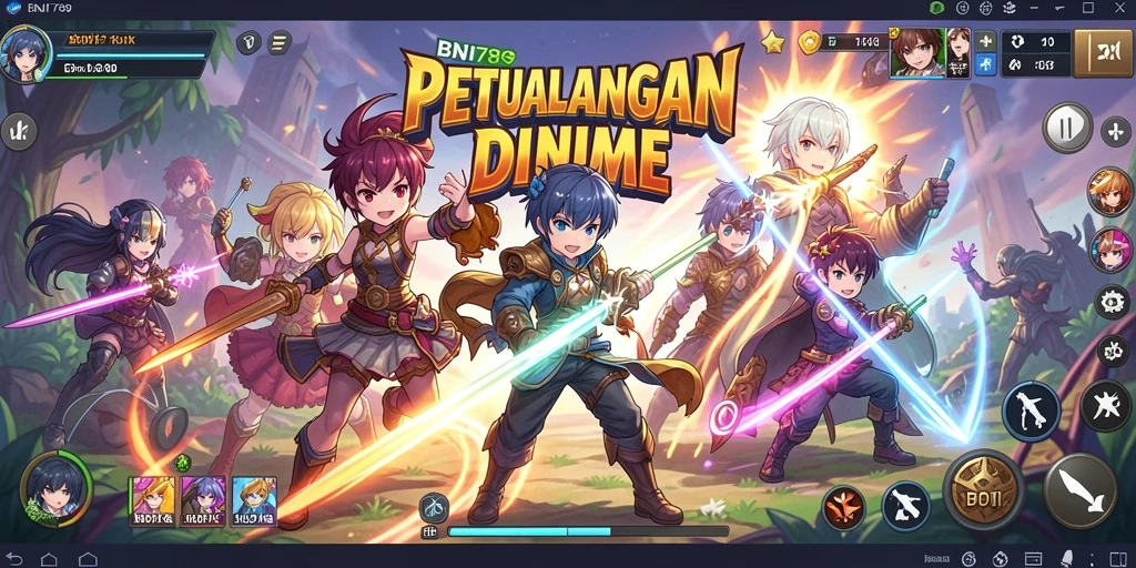 Screenshot gameplay BNI789 menampilkan pertarungan seru dengan karakter Anime.