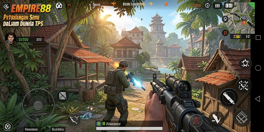 Screenshot gameplay EMPIRE88 dengan aksi pertempuran yang mendebarkan.