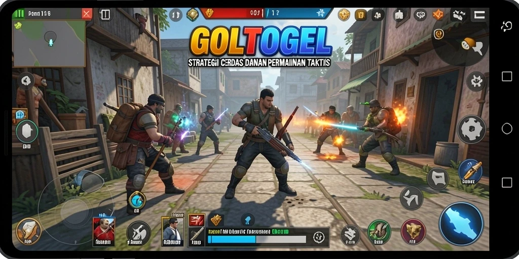 Screenshot utama GOLTOGEL menampilkan aksi strategi yang intens.