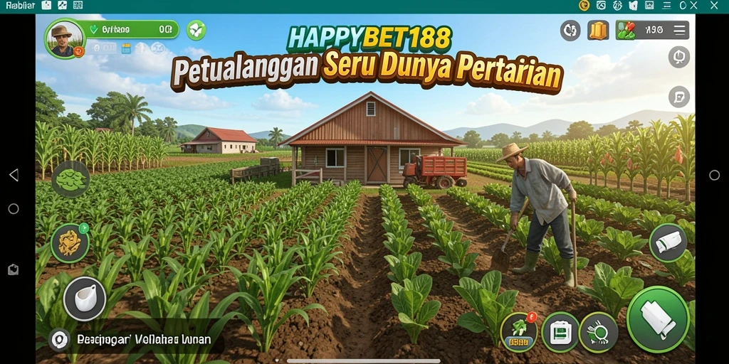 Tampilan gameplay <strong>HAPPYBET188</strong> menunjukkan keseruan bertani dan mengelola lahan.