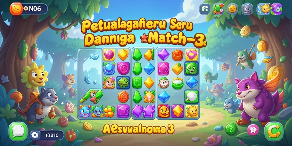 Tampilan gameplay seru di N06 yang penuh tantangan Match-3.