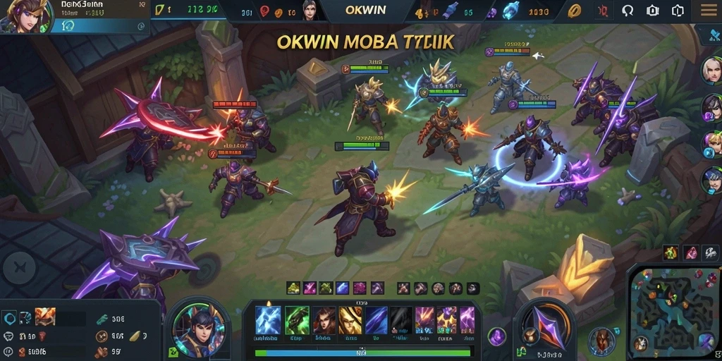 Screenshot utama menunjukkan pertarungan seru di arena OKWIN.