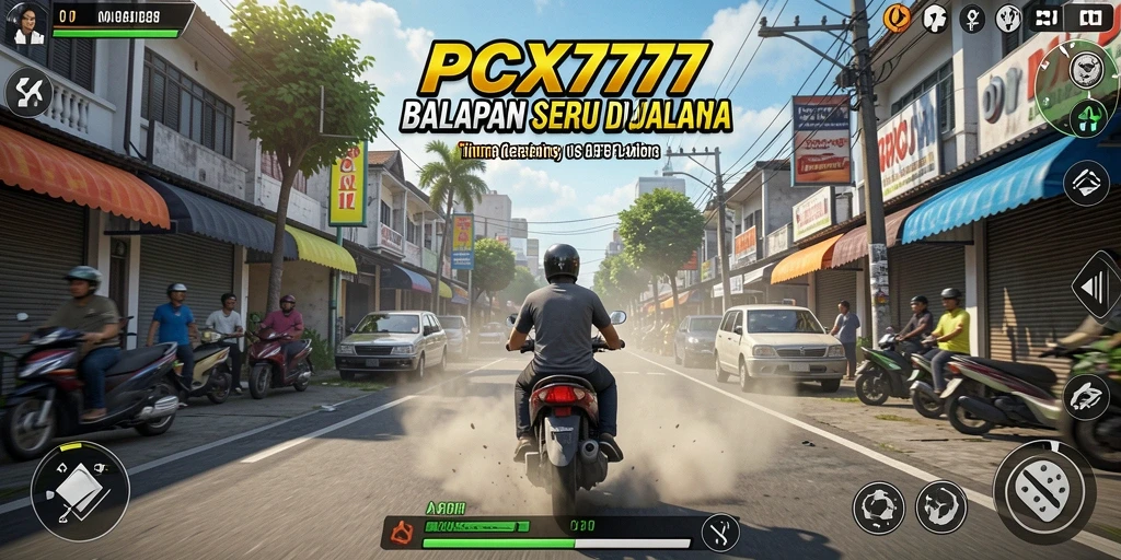 Tampilan gameplay balap PCX777 yang mengesankan dan seru.