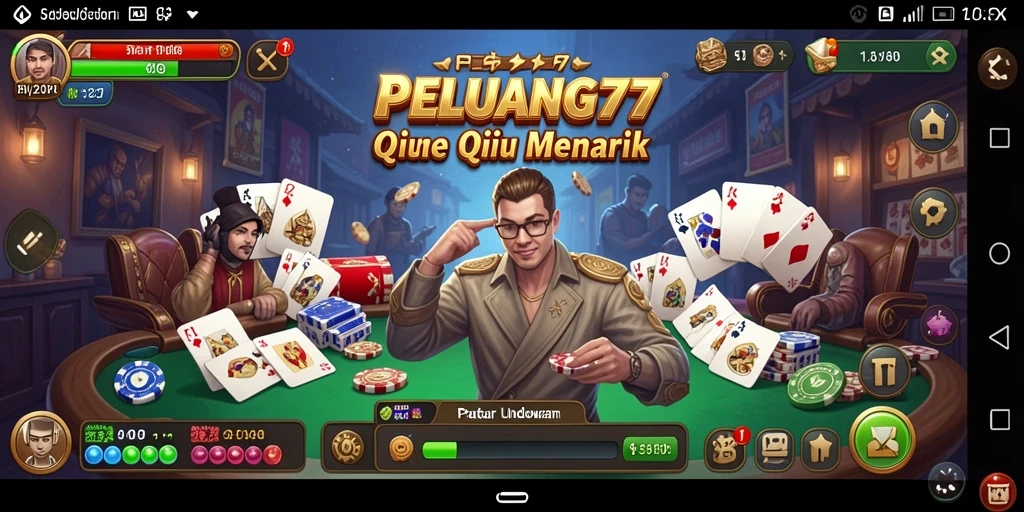 Screenshot utama PELUANG77 menampilkan aksi seru dalam permainan QiuQiu.